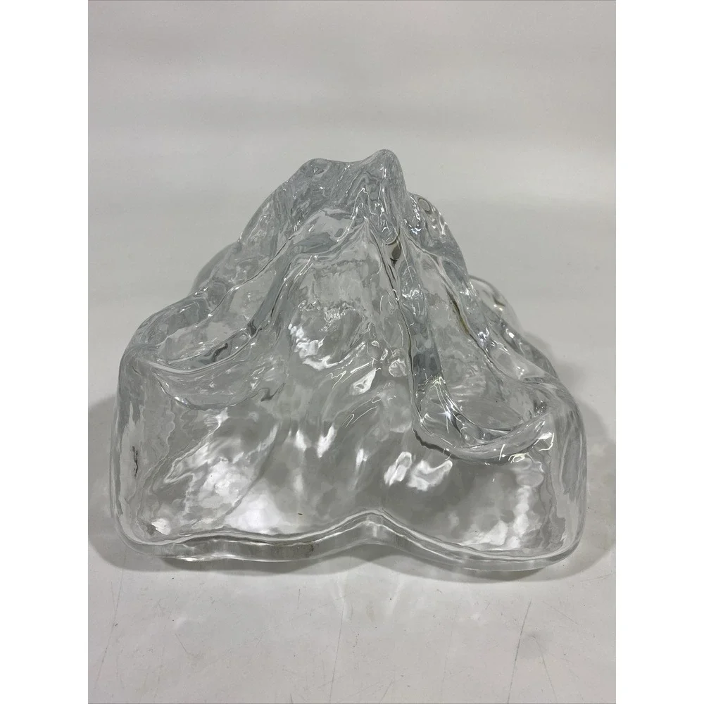 Vintage SEA Glasbruck Sweden Heavy Glacier Tea Light  candle holder Renate Stock